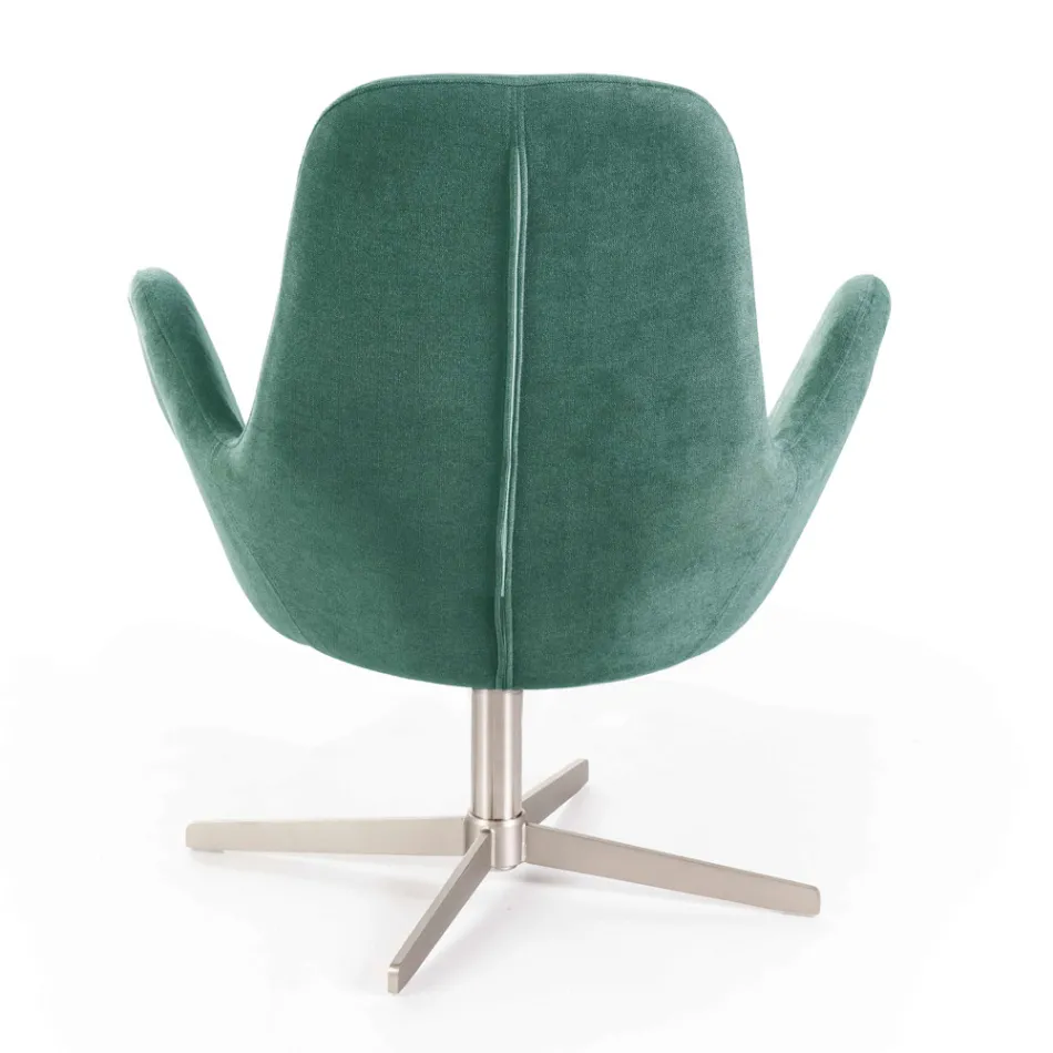 Swivel Armchair with Metal Base and Fabric Seat - Sereno Viadurini