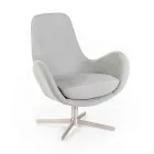Swivel Armchair with Metal Base and Fabric Seat - Sereno Viadurini
