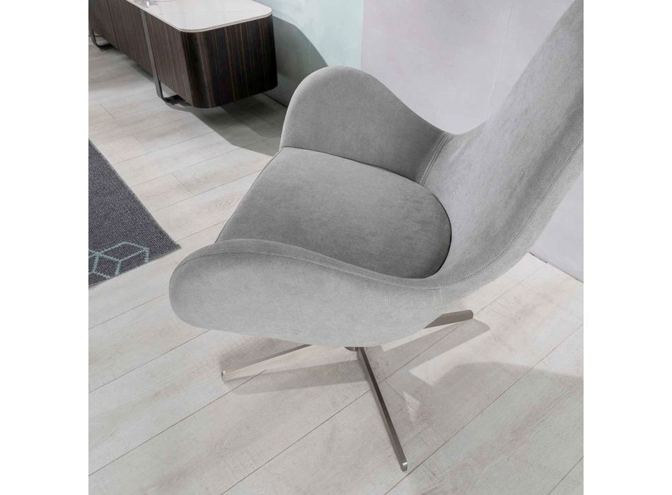 Swivel Armchair with Metal Base and Fabric Seat - Sereno Viadurini