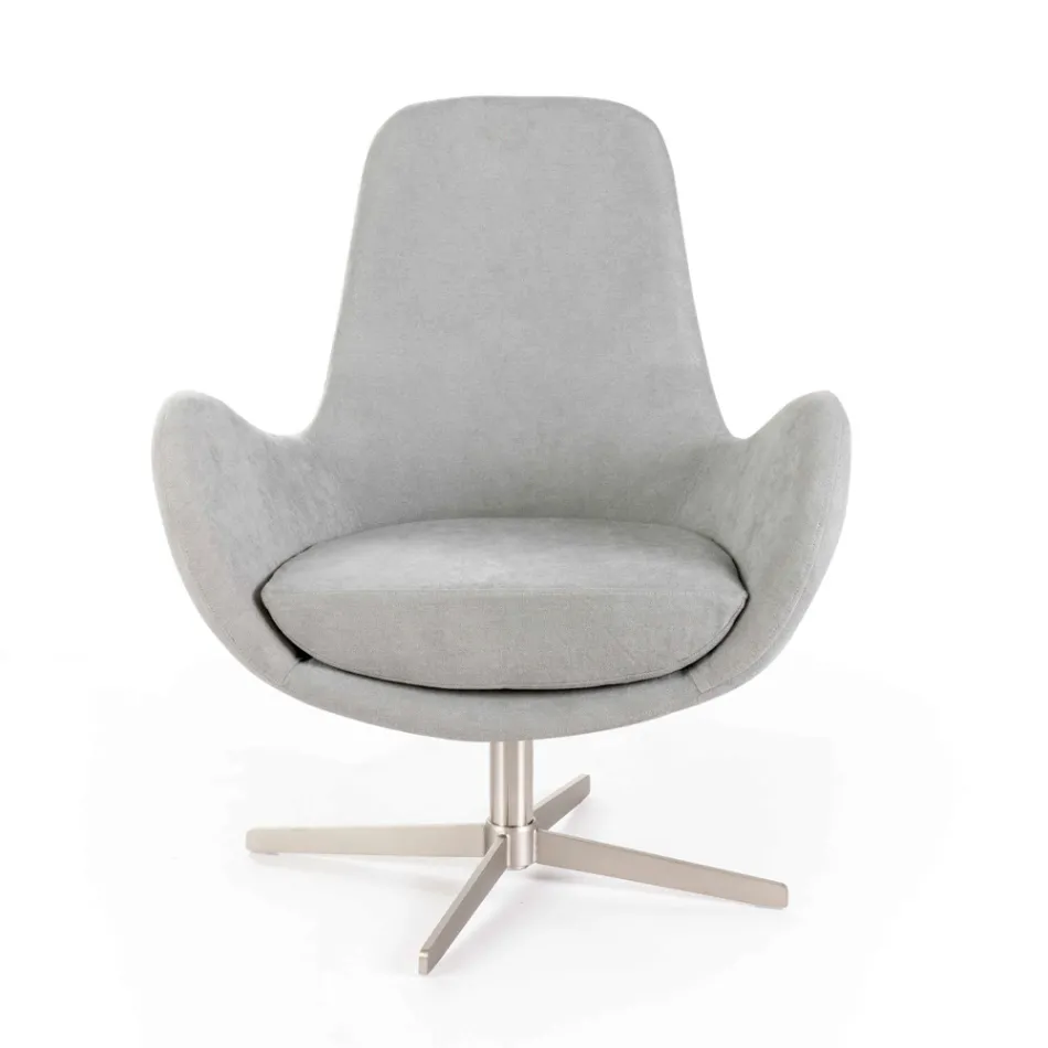 Swivel Armchair with Metal Base and Fabric Seat - Sereno Viadurini