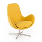 Swivel Armchair with Metal Base and Fabric Seat - Sereno Viadurini