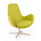 Swivel Armchair with Metal Base and Fabric Seat - Sereno Viadurini