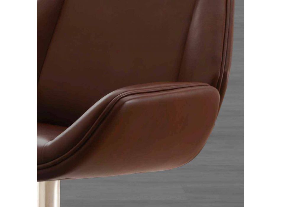 Swivel armchair pouf fixed aluminum and eco-leather made in Italy Amalfi Viadurini