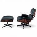 Swivel Armchair Covered in Leather with Footrest Made in Italy - Maestrale