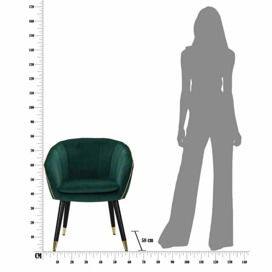 Upholstered Armchair in Wood and Fabric of Modern Design - Maddy Viadurini