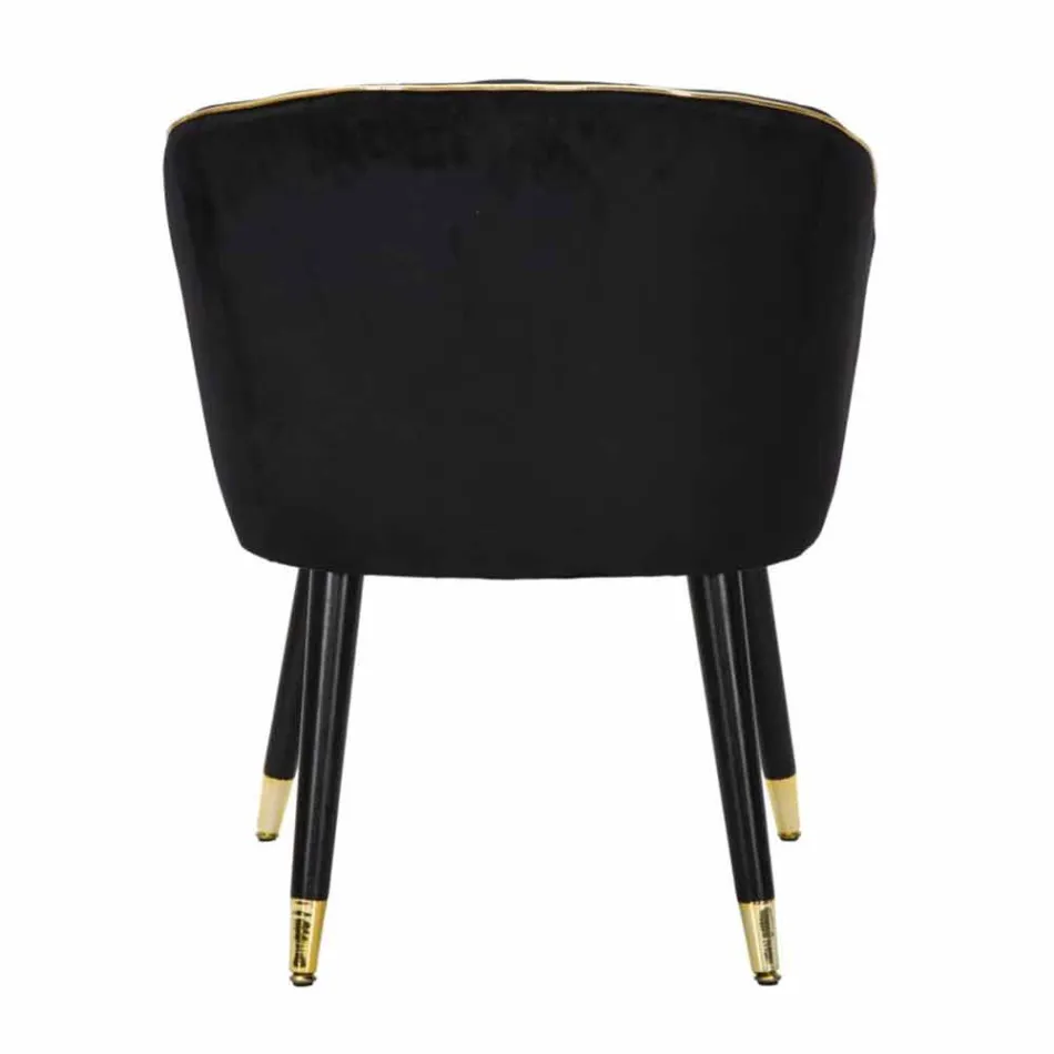 Upholstered Armchair in Wood and Fabric of Modern Design - Maddy Viadurini