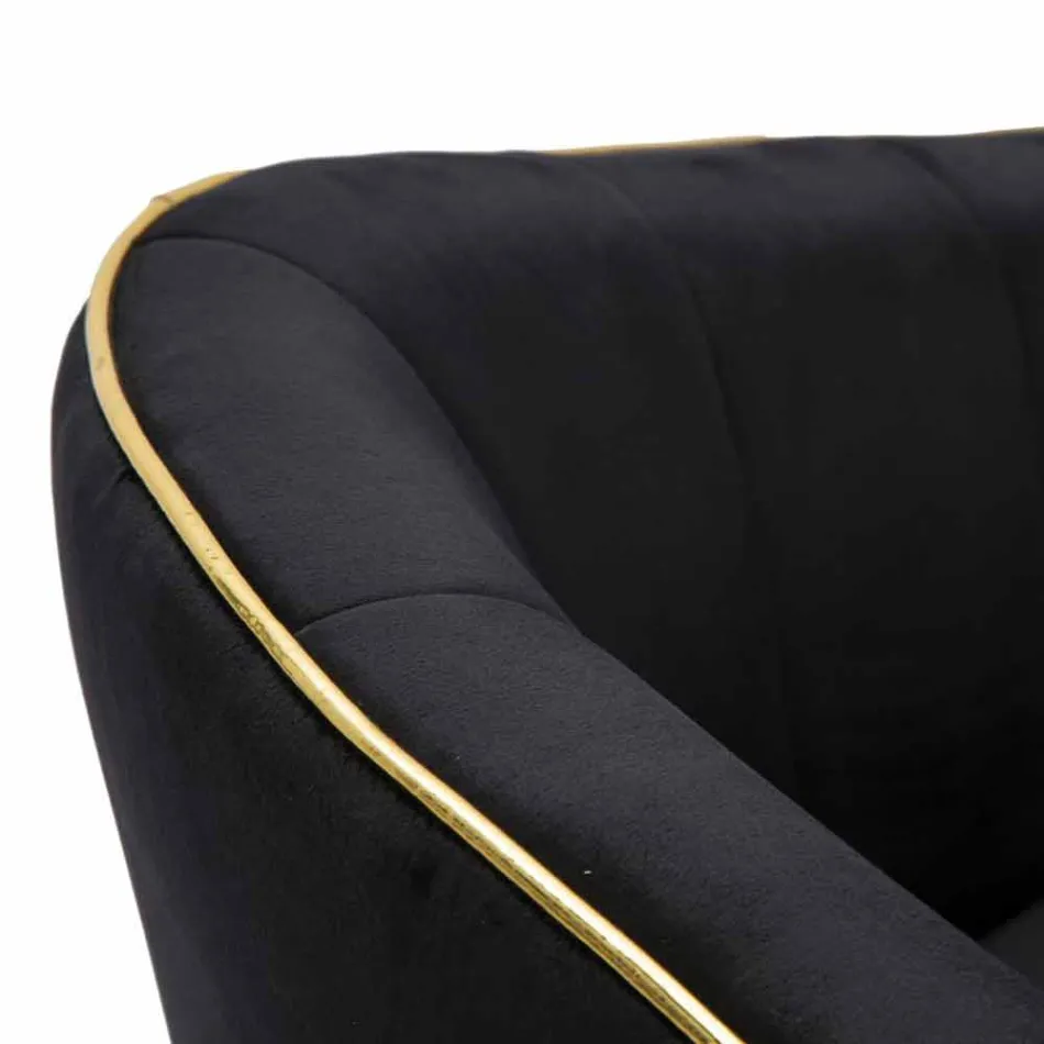 Upholstered Armchair in Wood and Fabric of Modern Design - Maddy Viadurini