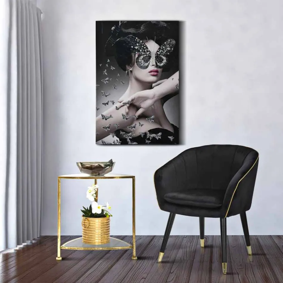 Upholstered Armchair in Wood and Fabric of Modern Design - Maddy Viadurini