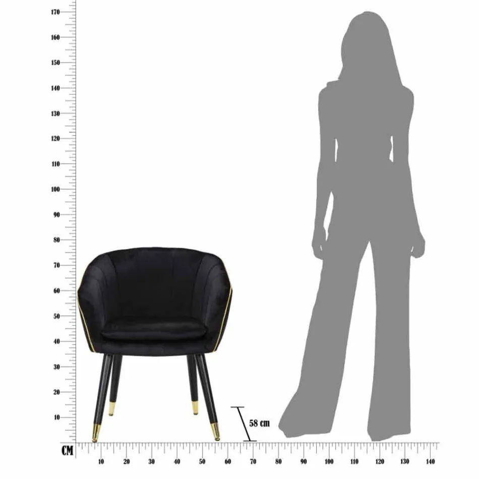 Upholstered Armchair in Wood and Fabric of Modern Design - Maddy Viadurini