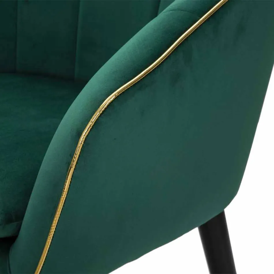 Upholstered Armchair in Wood and Fabric of Modern Design - Maddy Viadurini