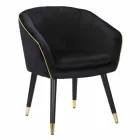 Upholstered Armchair in Wood and Fabric of Modern Design - Maddy Viadurini