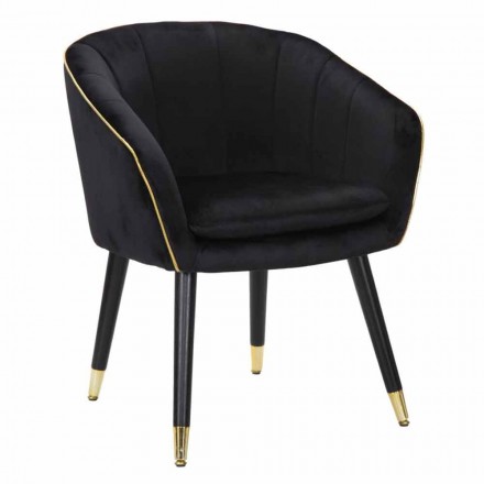 Upholstered Armchair in Wood and Fabric of Modern Design - Maddy Viadurini