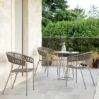 Stackable Garden Armchair in Steel and Rope Made in Italy 2 Pieces - Ragnar Viadurini