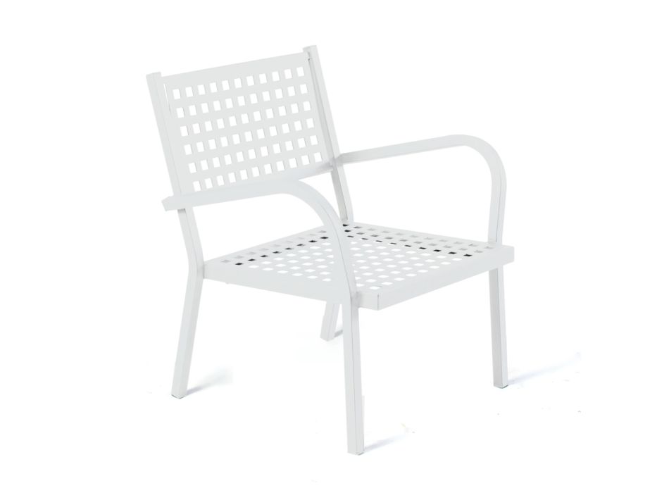 Stackable Garden Armchair in Steel Made in Italy 2 Pieces - Aberdeen Viadurini