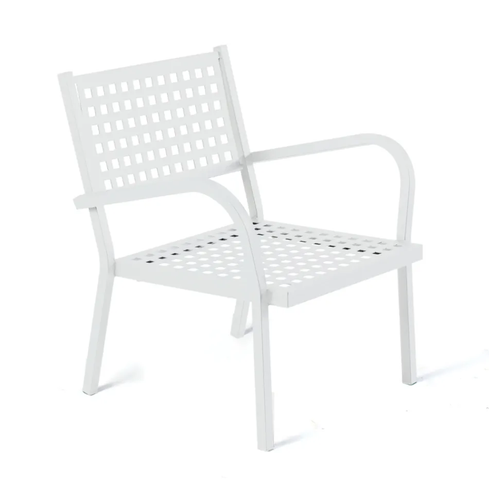 Stackable Garden Armchair in Steel Made in Italy 2 Pieces - Aberdeen Viadurini