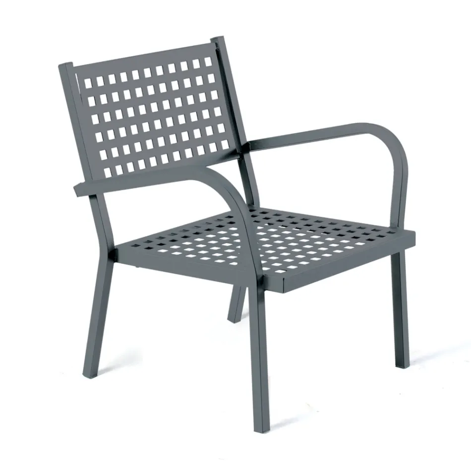 Stackable Garden Armchair in Steel Made in Italy 2 Pieces - Aberdeen Viadurini