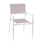 Stackable Garden Chair in Beige Textilene and Aluminium - Foglio Viadurini