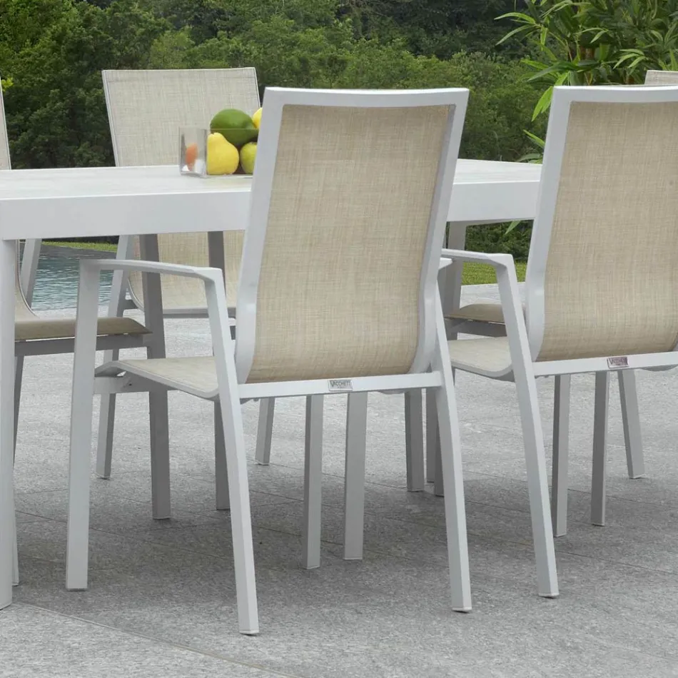 Stackable Garden Chair in Textilene and Aluminium - Foglio Viadurini