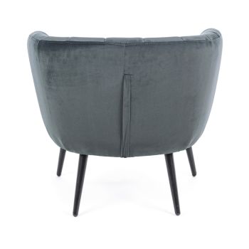 Armchair in Steel and Gray or Blue Velvet Scandinavian Design - Hilary