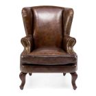 Living Room Vintage Leather Armchair Aged Effect - Stamp Viadurini