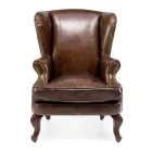 Living Room Vintage Leather Armchair Aged Effect - Stamp Viadurini