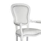 Armchair in White Faux Leather and Structure in White Lacquered Wood Made in Italy - Onyx Viadurini