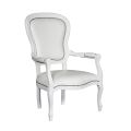 Armchair in White Faux Leather and Structure in White Lacquered Wood Made in Italy - Onyx