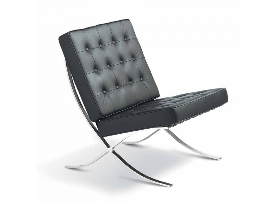 Morella armchair in eco-leather with buttons and chromed structure Viadurini