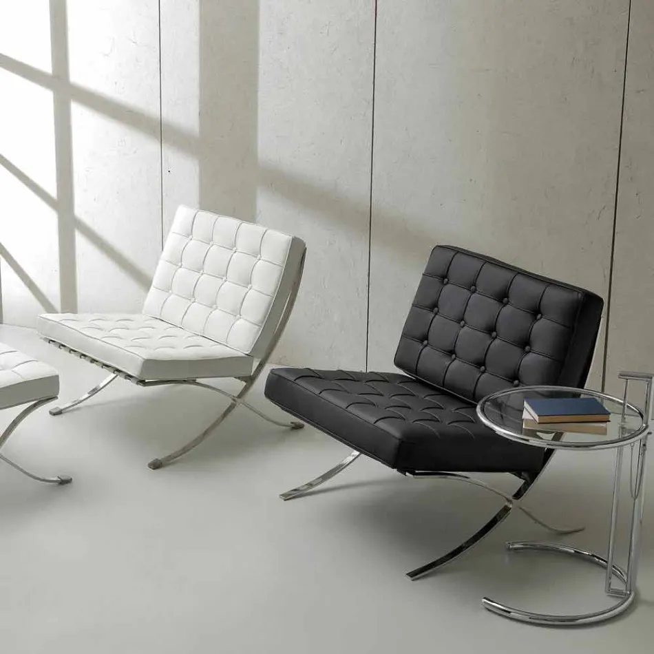 Morella armchair in eco-leather with buttons and chromed structure Viadurini