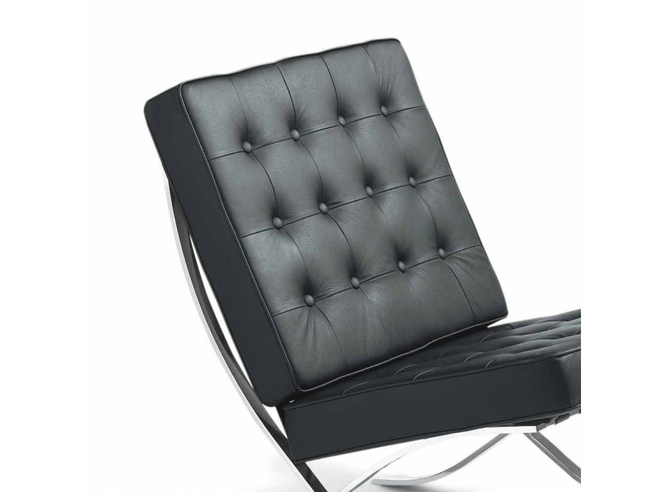 Morella armchair in eco-leather with buttons and chromed structure Viadurini