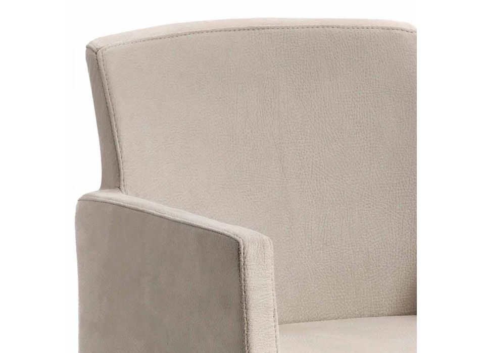 Omega modern design faux leather and wood armchair, made in Italy