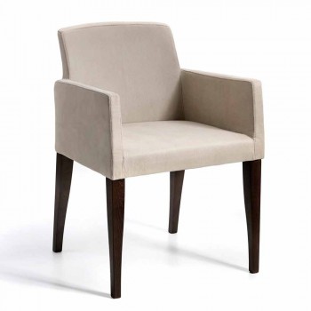 Omega modern design faux leather and wood armchair, made in Italy