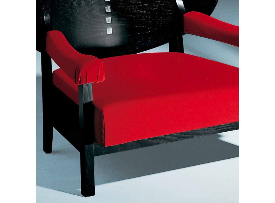 Armchair in Black Stained Ash with Cotton Upholstery Made in Italy - Peleo