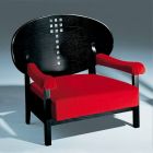 Armchair in Black Stained Ash with Cotton Upholstery Made in Italy - Peleo Viadurini