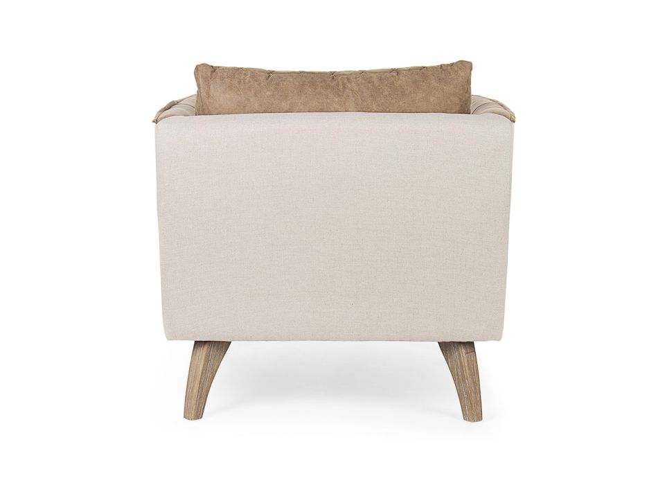 Armchair in Ash Wood and Polyester and Linen Homemotion - Rosemund