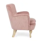 Pine Wood Armchair and Velvet Effect Seat Coste 4 Finishes - Molly Viadurini