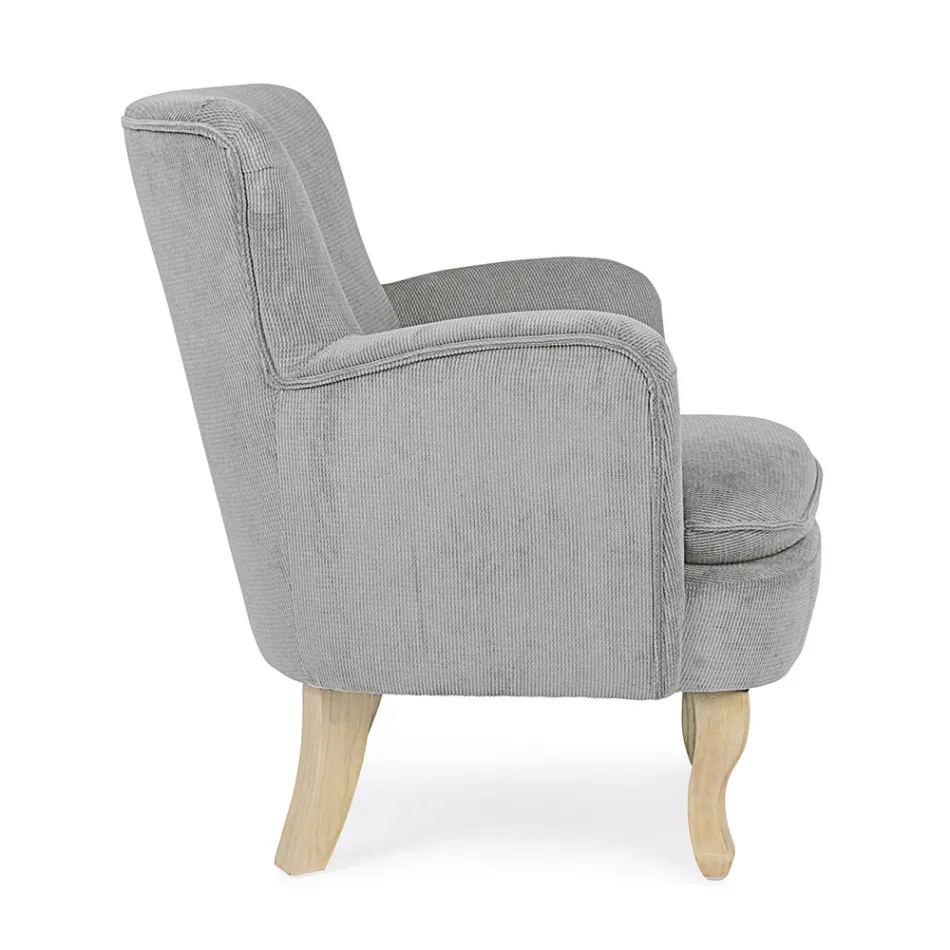 Pine Wood Armchair and Velvet Effect Seat Coste 4 Finishes - Molly Viadurini