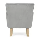 Pine Wood Armchair and Velvet Effect Seat Coste 4 Finishes - Molly Viadurini