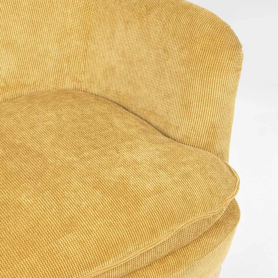 Pine Wood Armchair and Velvet Effect Seat Coste 4 Finishes - Molly Viadurini
