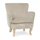 Pine Wood Armchair and Velvet Effect Seat Coste 4 Finishes - Molly Viadurini