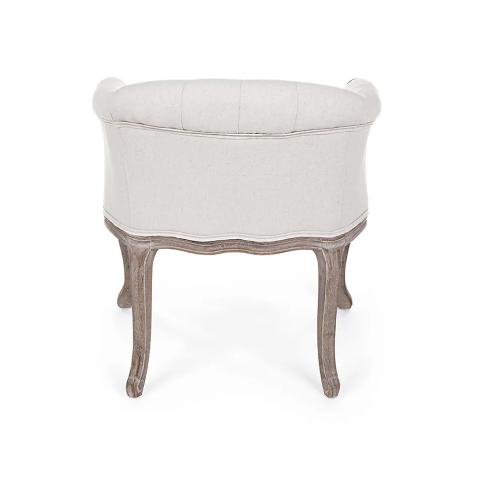 Wooden Armchair Seat in Natural Linen and Cotton Classic Design - Katen Viadurini
