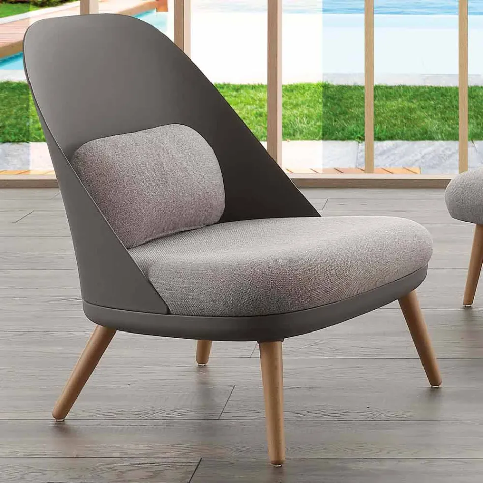 Armchair in wood, fabric and modern polypropylene made in Italy Perugia Viadurini