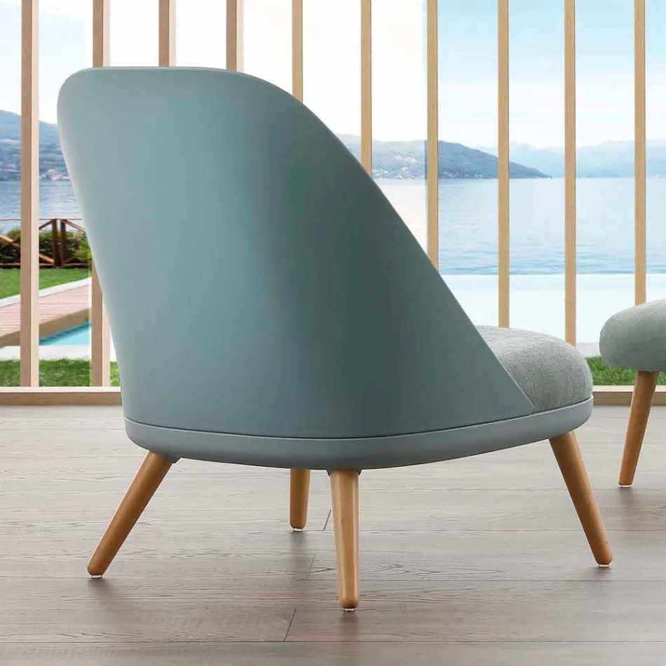 Armchair in wood, fabric and modern polypropylene made in Italy Perugia Viadurini