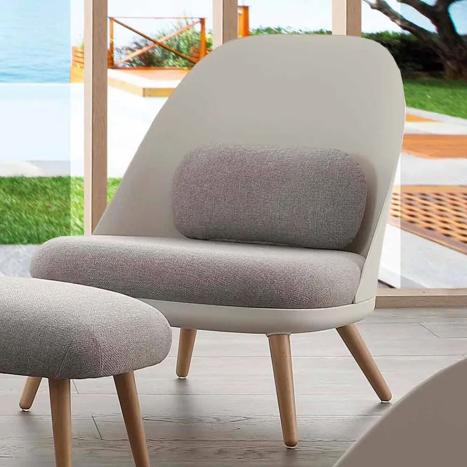 Armchair in wood, fabric and modern polypropylene made in Italy Perugia Viadurini