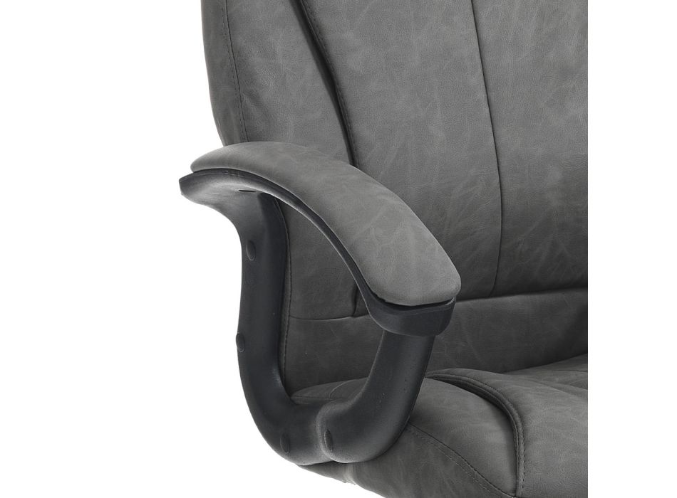 Armchair in Aged Effect Synthetic Leather - Rhodium Viadurini