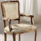 Armchair in Light Beige and Gold Flower Fabric Made in Italy - Stone Viadurini