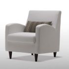 Armchair in White Fabric with Wooden Feet Made in Italy - Lorena Viadurini