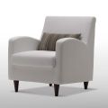 Armchair in White Fabric with Wooden Feet Made in Italy - Lorena