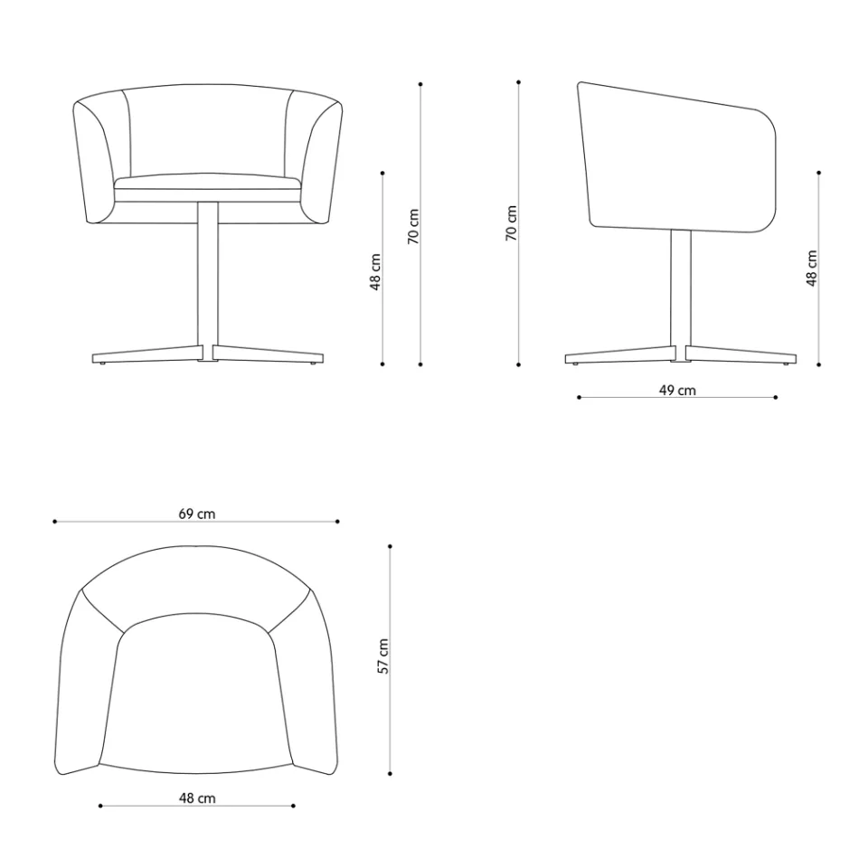 Fabric Armchair with Luxury Metal Swivel Base Made in Italy - Bergen Viadurini