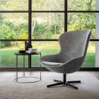 Fabric Armchair with Swivel Base in Precious Metal Made in Italy - Papaya Viadurini